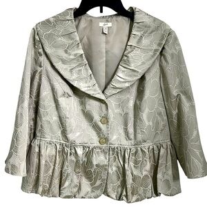 J Jill Women's Embroidered
Floral 3/4 Sleeve Peplum Gray
Blazer Jacket Size 16P